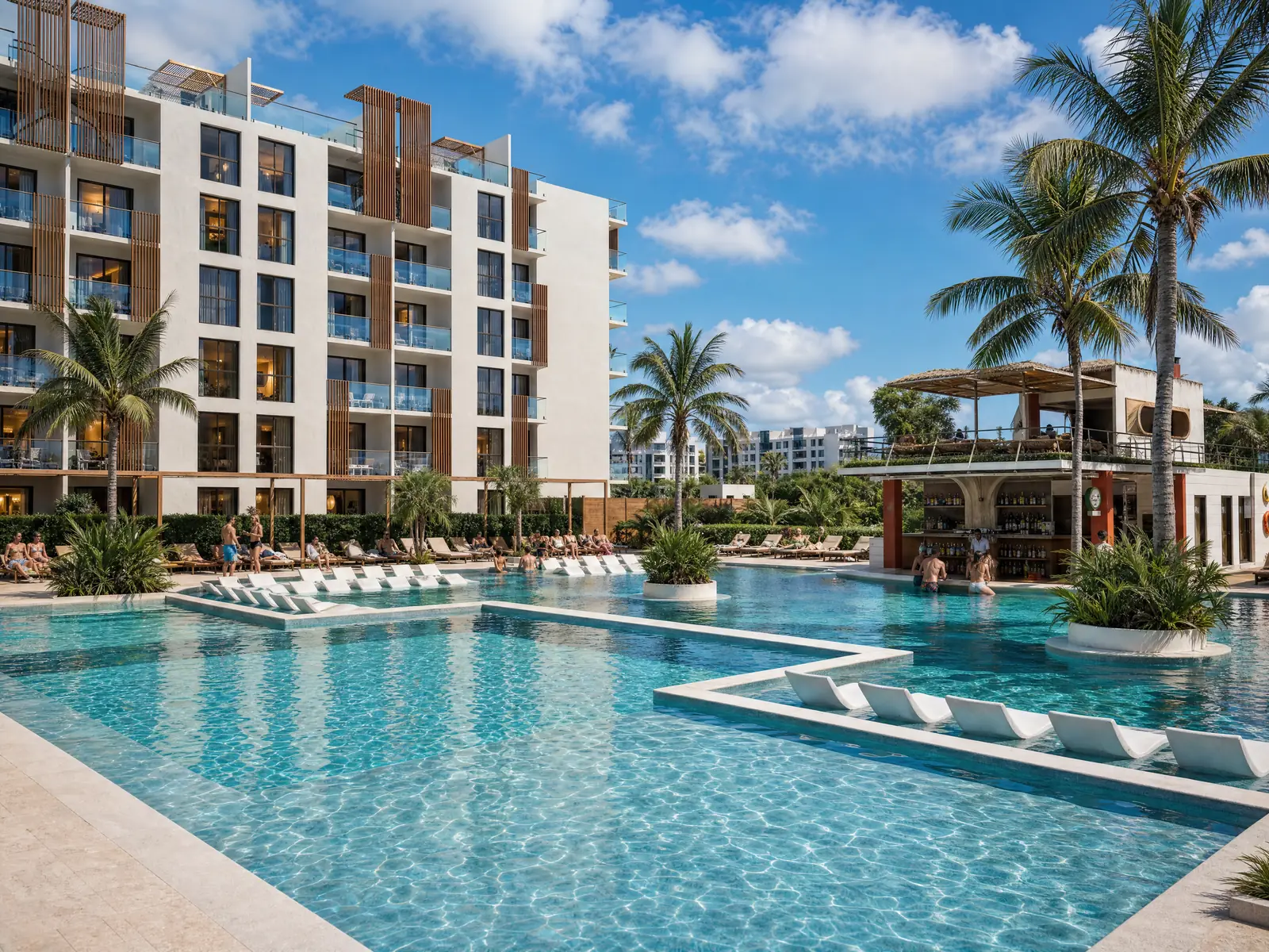 Piscina con swim-up bar